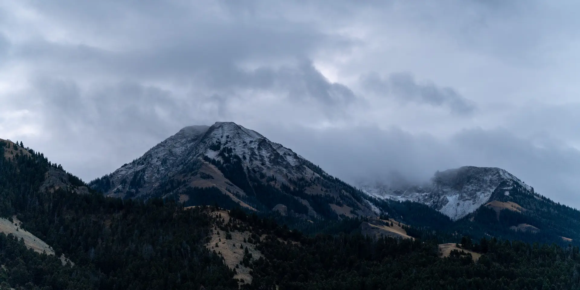 Snowy mountain on a cloudy day