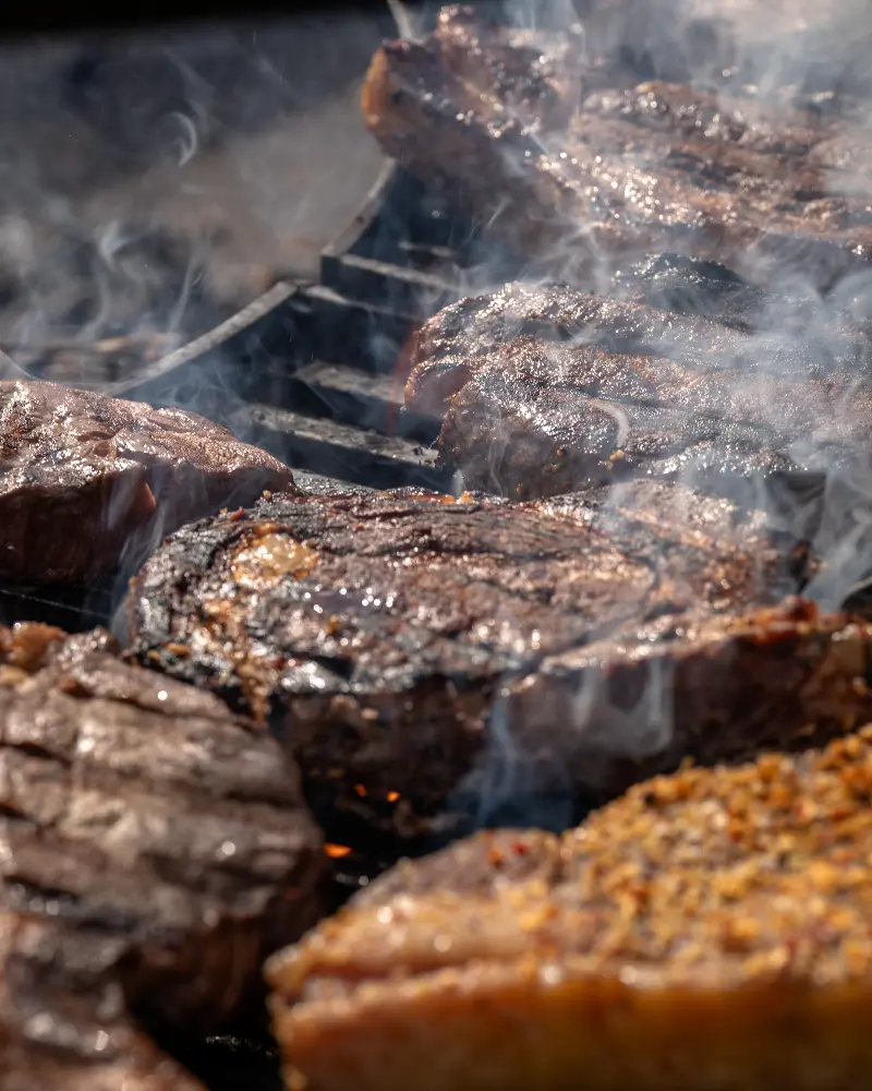 A grill with meat on it