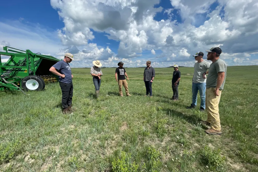 A group of people standing in a field